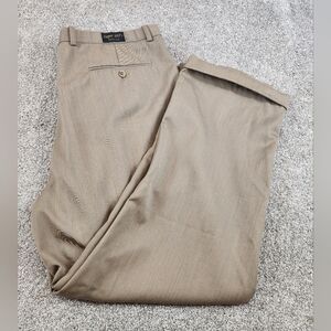 Greg Peters Pants Mens 40x32 Beige‎ Wool Pleated Front Straight Leg Cuffed Dress
